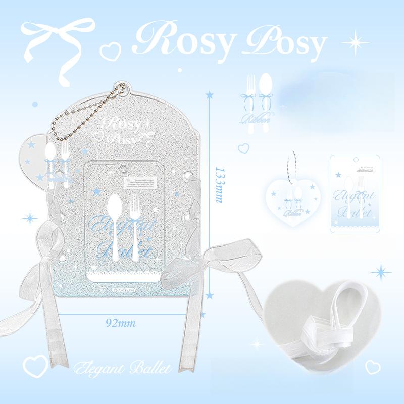 Ballet Series Transparent PVC Card Holder with Ribbon 3 Inch Kpop Photocard Frame Lovely Photocard Sleeves for Girl Bag Pendant