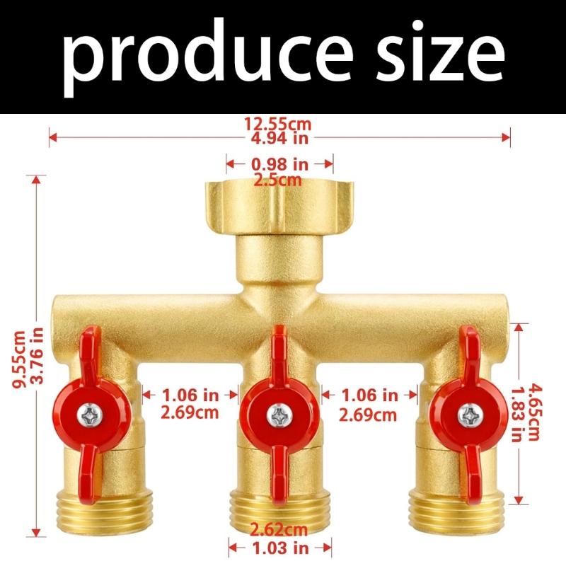 3 Way Garden Hose Splitter Heavy Duty 304 Solid Brasses Water Valves for Outdoor Watering and Irrigation