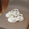 Summer Girls Beach Shoes Versatile Soft Solid Color Non-slip Children Fashion Casual Sandals PU Open-toe Slip-on Breatheable PU