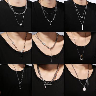 Collana Maglione in Acciaio Inossidabile Europea e Americana per Donna Design di Nicchia Senso Tendenza Semplice Catena per Maglione Accessori