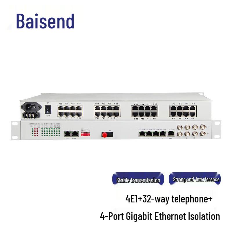 Bosende Multi-Service Optical Transceiver with E1, Phone, and Gigabit Ethernet