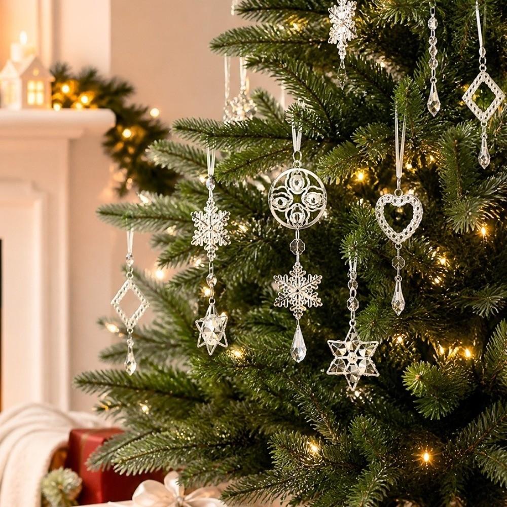 Love Heart Clear Ice Christmas Ornaments Fake Ice Snowflakes Pendants Holiday Props