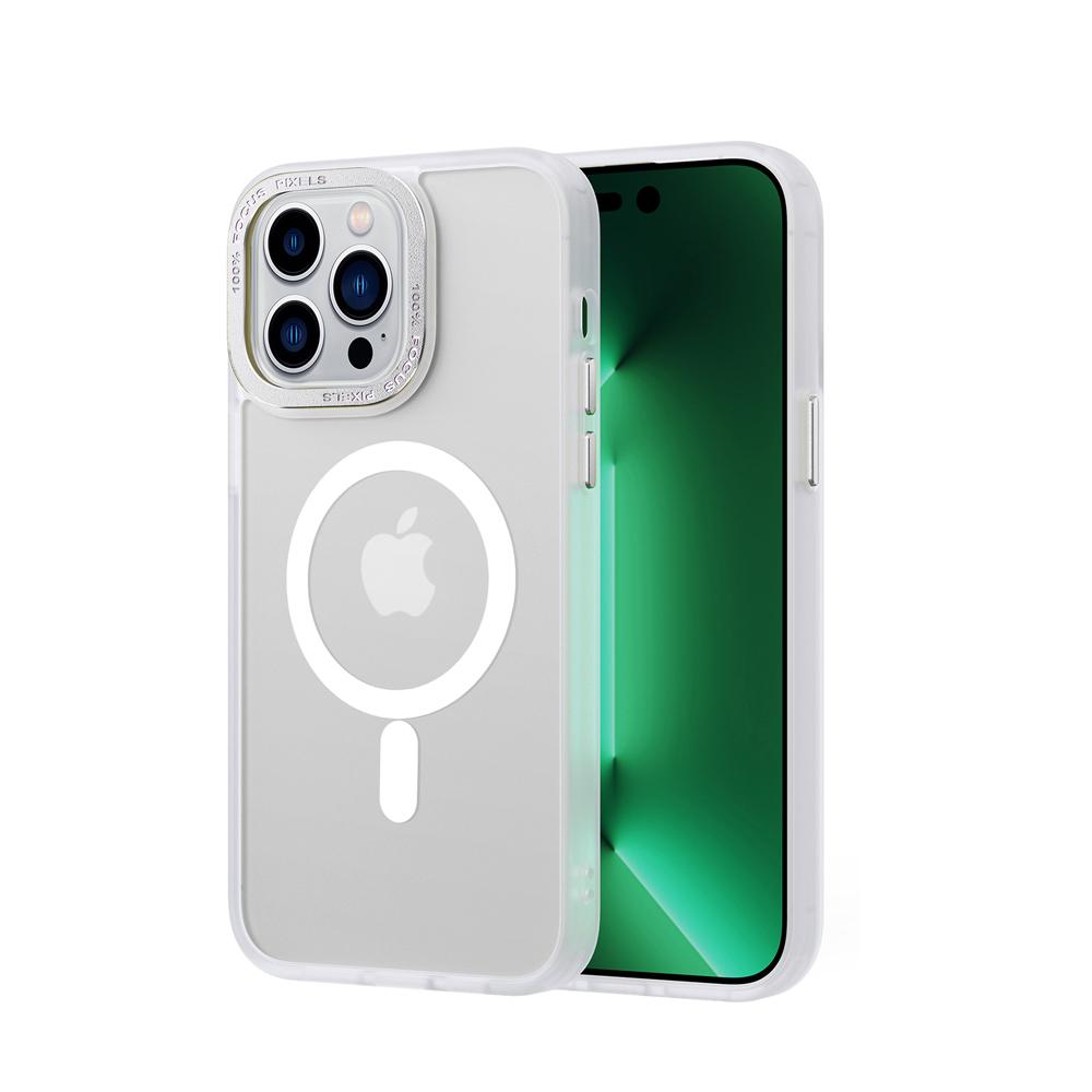 Роскошный матовый полупрозрачный чехол для iPhone 15, 14, 13, 12, Pro, Max, 15 Plus, чехол Magsafe с функцией беспроводной зарядки и магнитным креплением. iPhone 12 белый