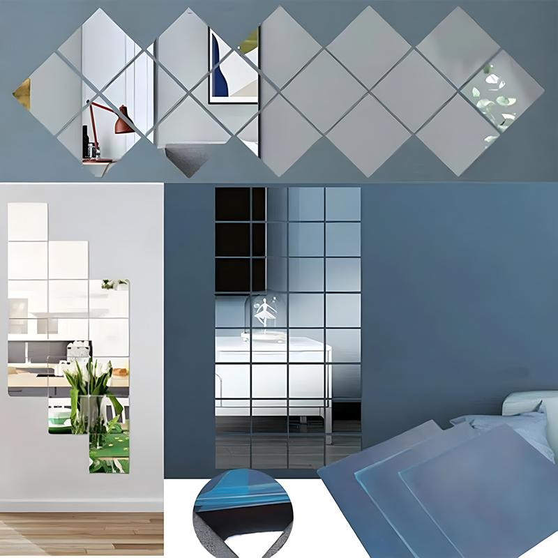 1/916/32 Pcs Decals Mirror Stickers Glass Home Mosaic Set Silver Square Tiles Toilet 15*15cm Wall 15CM Acrylic Bathroom