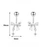 Silver Bowknot Bead Screw Stud Earrings For Women Party Classic Fine Jewelry Light Luxury Accessories
