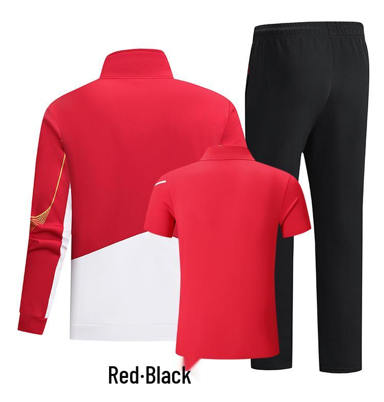 Unisex Customized Spring & Autumn Team Sportswear Set: Stand-up Collar Cardigan & Running Training Uniform, Three-Piece Set