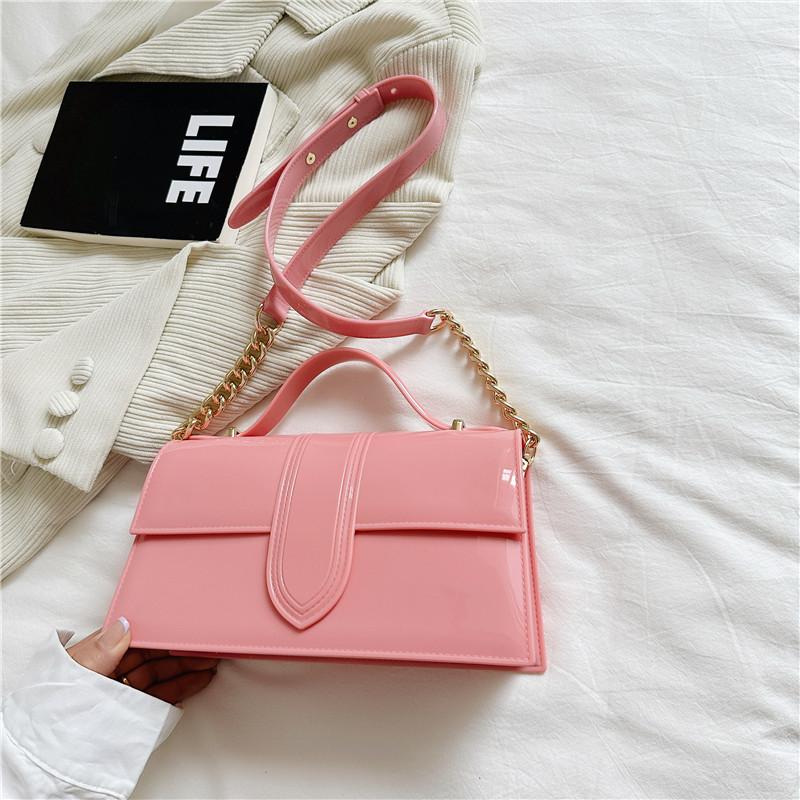 225 summer new solid color jelly bag simple portable shoulder oblique span women's bag underarm mail carrier versatile small bag