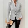 Giacca da donna a maniche lunghe - Un'elegante giacca monopetto a collo alto adatta per l'abbigliamento casual in primavera e autunno