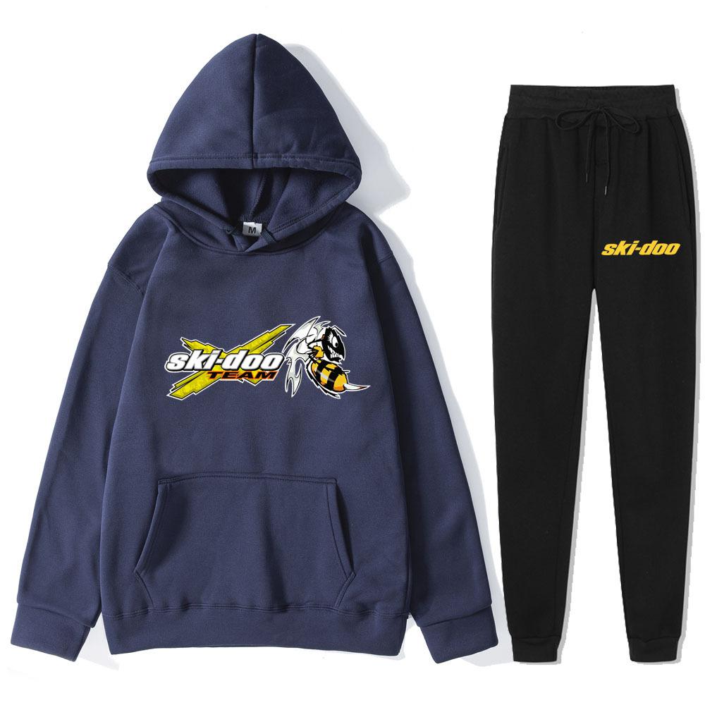 

Autumn Winter Ski-Doo Team Logo Printed Hoodies Sweatpants Set Fashionable Casual Warm Sports Long Sleeved Pants Men s Sport Wear XL
