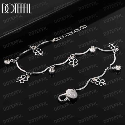925 Sterling Silver AAA Zircon Clover Bracele Fashionable Wedding Jewelry