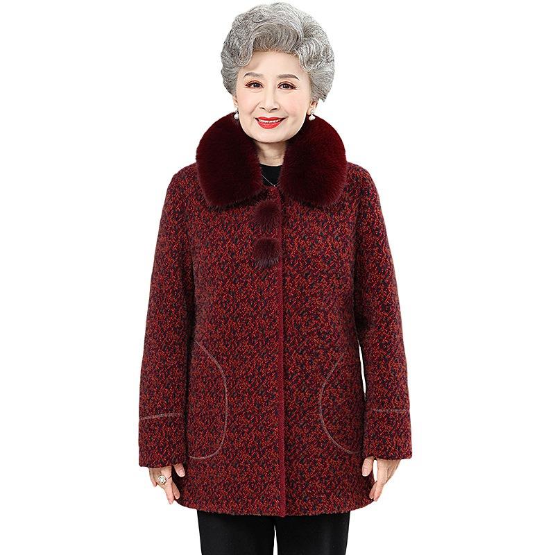 Middle aged winter clothing mother thickened coat temperament grandma mink velvet coat old man lady clothes