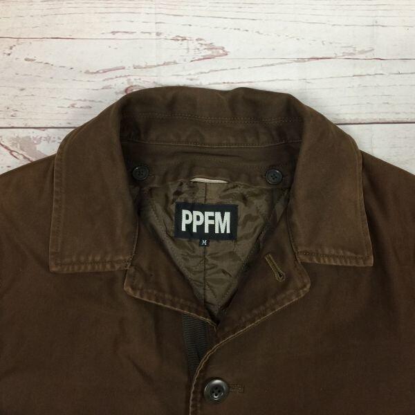 USED/Made in Japan PPFM Lined Short Coat Button Jacket M Men Brown Stand Collar Painted