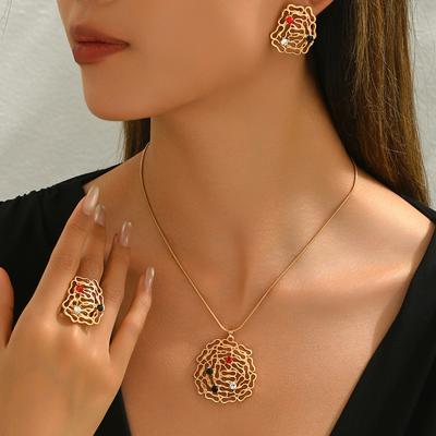 Fashion Jewelry Set Necklace  Earrings Ring For Woman