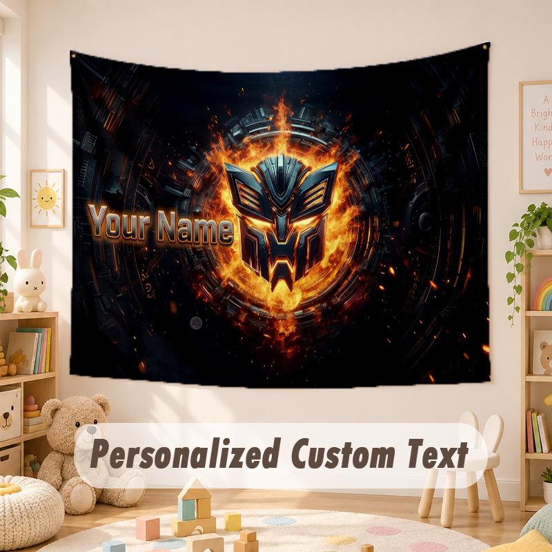 Custom Name Text Tapestry,Transformers Boho Wall Hanging, Decorative Backdrop Tapestry For Room