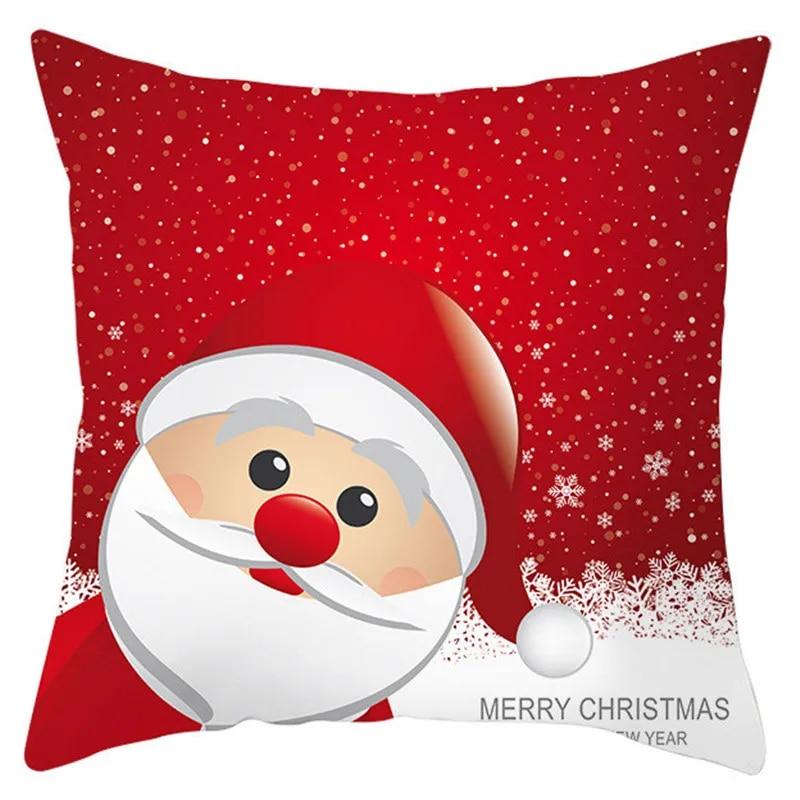 Christmas Decoration Pillow Cover Christmas Hat Christmas Tree Santa Elk Text Gift Gingerbread Man Sofa Home Decor Pillow Cover