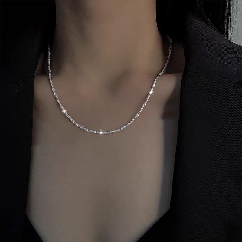 Sparkling Sand Flash Necklace Gypsy River Cauliflower Collarbone Neck Chain Plain Chain Stacked Wear Flash For Girlfriend