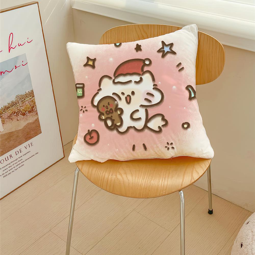 Christmas Cartoon Cat Snowy Day cushion cover Pillow Cover Decoration Room Home Sofa living Office Car Nordic Simplicity