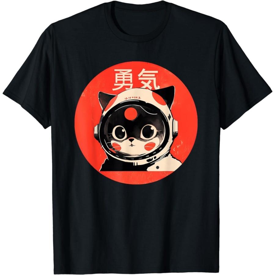 Space Cat Courage Japanese Retro Kawaii Cute Astronaut Cat T-Shirt XXXXXL разноцветный