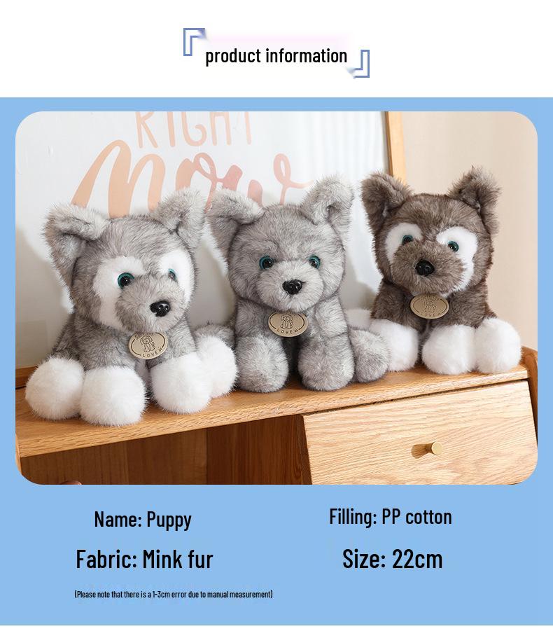 Adorable Fluffy Husky Plush Toy Doll