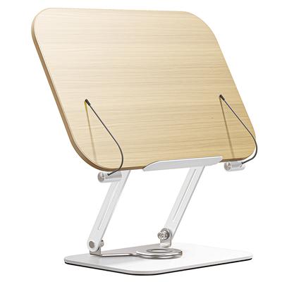 Stojak na książki na biurko do czytania z obrotową podstawą o 360 stopni, panelem ze sklejki i klipsami do stron. Składany i