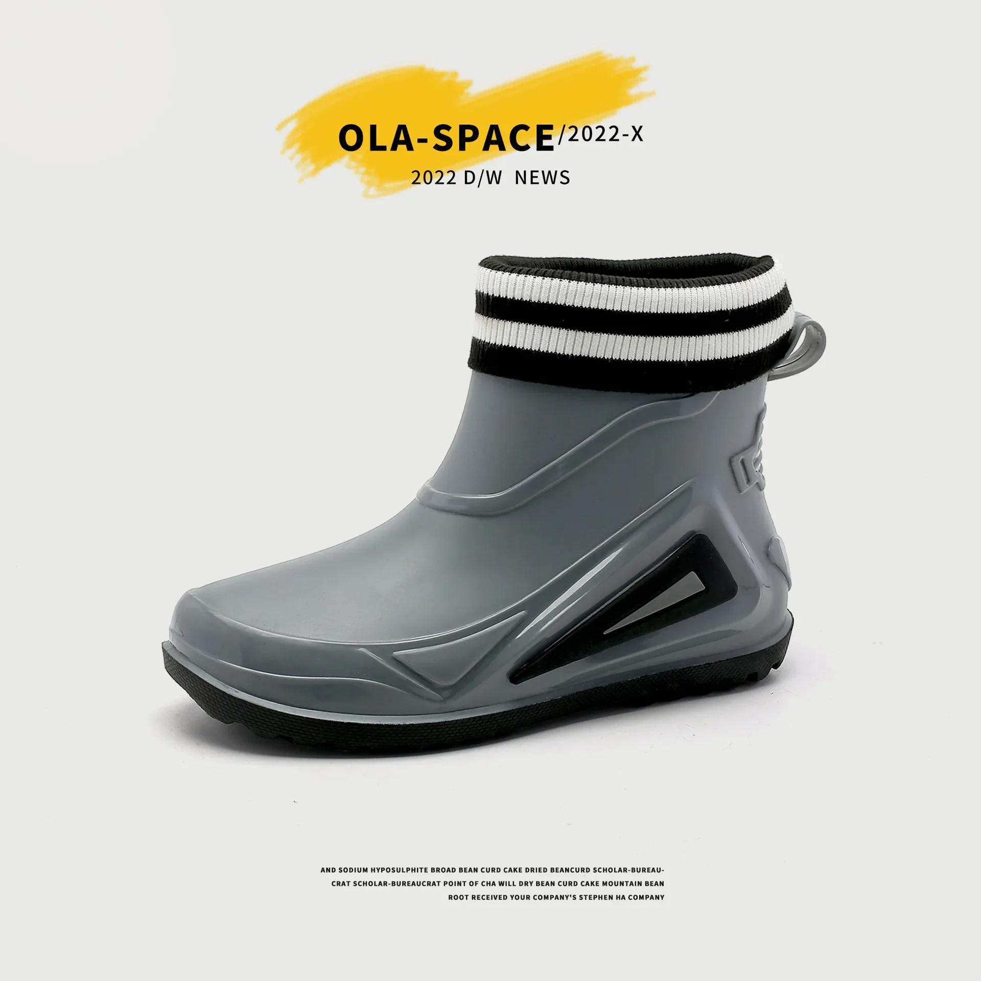 

Трендовые мужские непромокаемые ботинки, новинка 2024 года, уличная нескользящая походная обувь, прочная водонепроницаемая резиновая обувь для рыбалки, мужские непромокаемые сапоги Shaxi 39