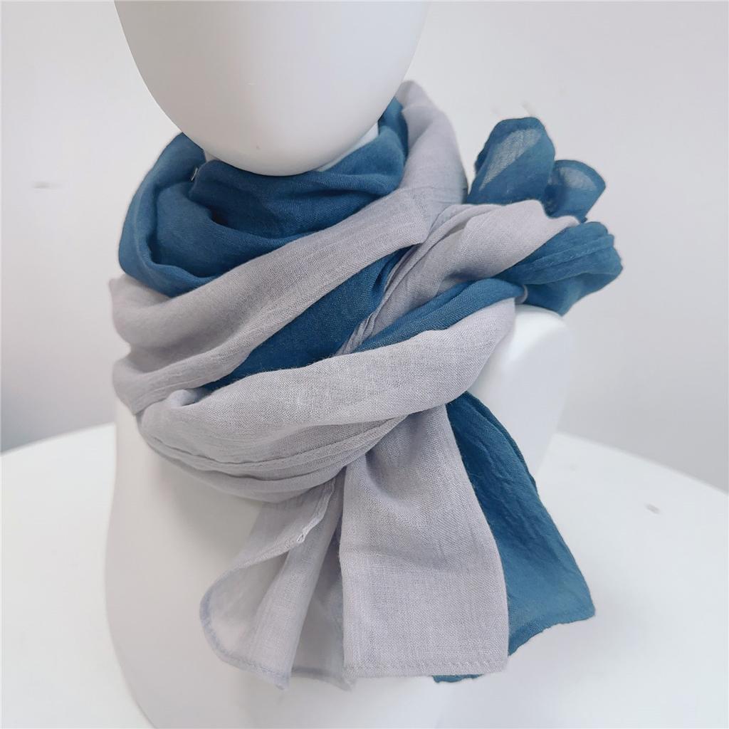 Two-Color Spliced Cotton And Linen Scarf, Very Soft To The Touch, With A Sense Of Drooping, Support