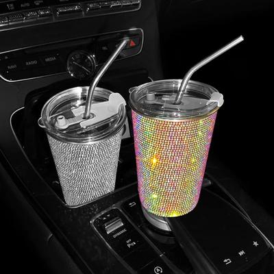 Bling Diamant Nerezový Hrnek na Vodu do Auta 550ML Dámský Hrnek na Nápoje Kávový Hrnek Auto Interiérové Doplňky do Auta Domácí Kancelář