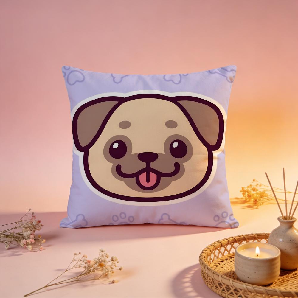 Lovely Cute Pug Dog Cushion Cover Comfortable Durable Pillow Cover MultiScene for Home Office Car Sofa