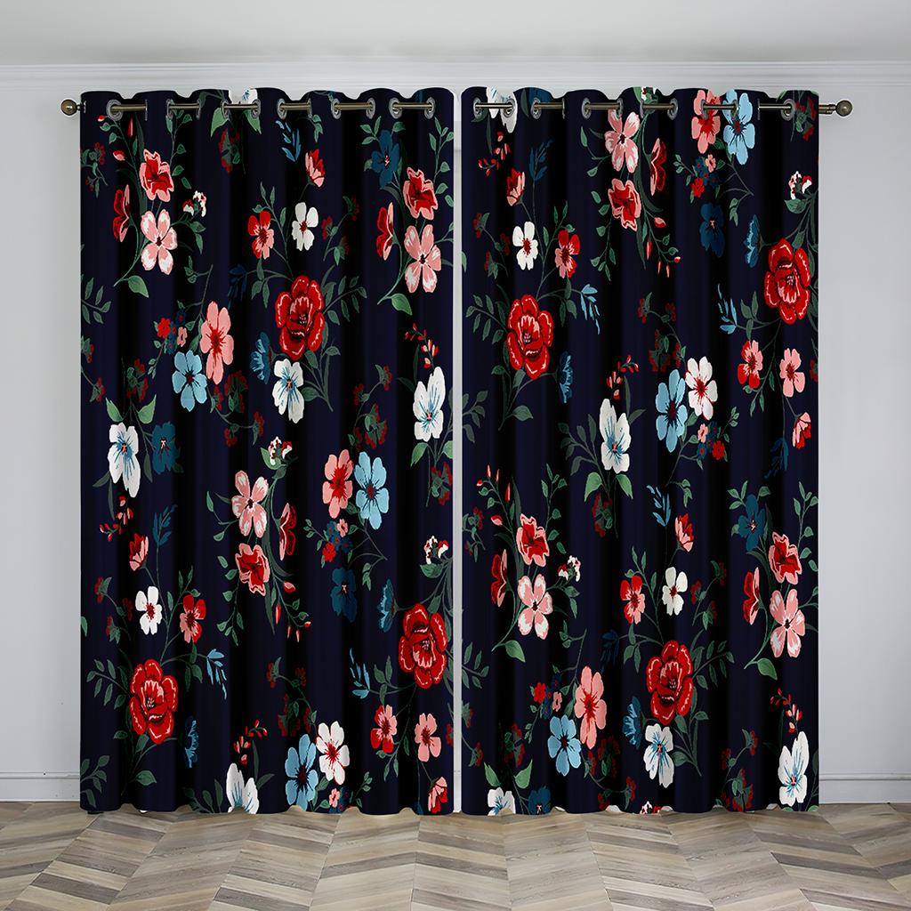 Girls Like The Flower Pattern Sunshade Curtains Living Room Bedroom Home Decoration Thin Curtains 2 Panels