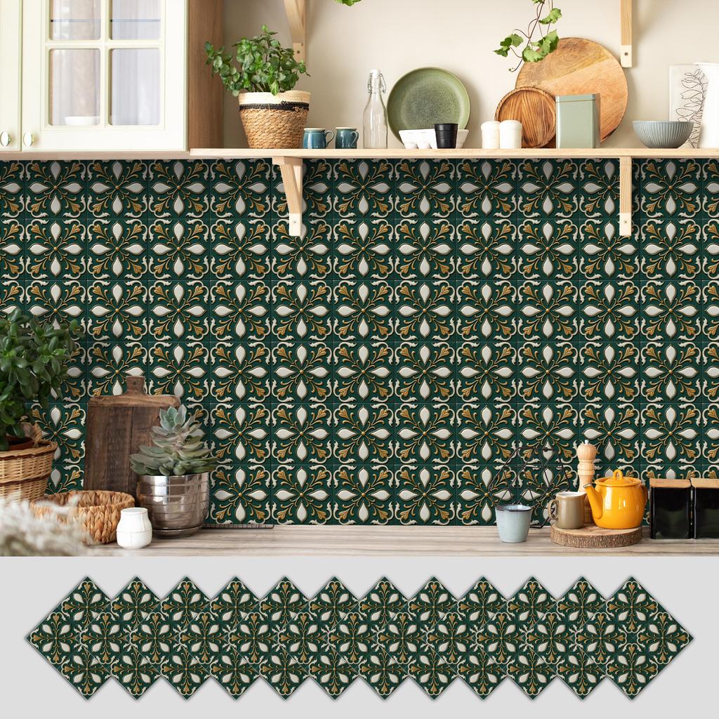 12 Self-adhesive Kitchen Waterproof and Oil-proof Wall Stickers, Bathroom Wall Decoration Renovation, Beautification Strong Wallpaper Stickers