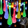 Solar Powered Water Drop Lights String Multicolor LED Outdoor Christmas Decor for Christmas Tree Holiday Wedding Party 881
