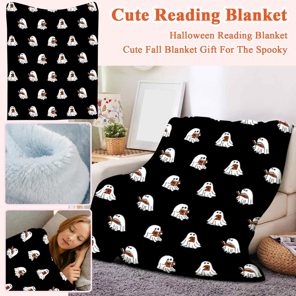 Cute Reading Blanket, Halloween Reading Blanket, Cute Fall Blanket Gift For The Spooky