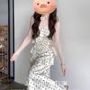 Summer French Coffee Break Temperament Celebrity Polka Dot Suspender Dress Fairy Lotus Leaf Edge Gentle Wind Holiday Long Skirt