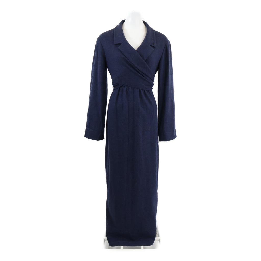 CHANEL [Domestically Authorized] 98A P11948V06806 CC Logos Wool Bolero Docking Long dress 40 blueUsed
