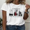 Women's Take Me To London Graphic T Shirt Loose Fit Milk Silk Round Neck Short Sleeve Casual Plus Size Top Summer Daily Wear