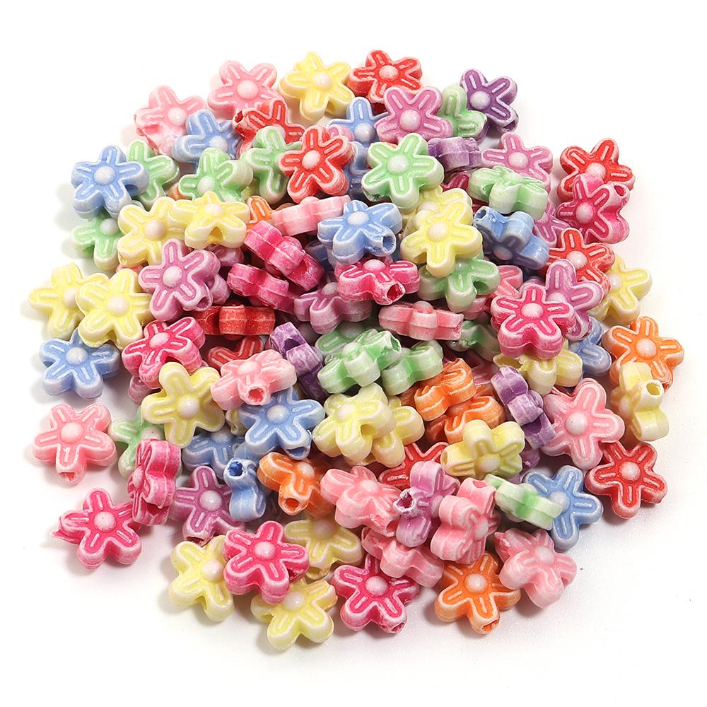 200pcs/lot Multiple Styles Plastic Beads Cat Flower Star Fish Shell Beads Loose Spacer Beads For Jewelry Making DIY Accessories