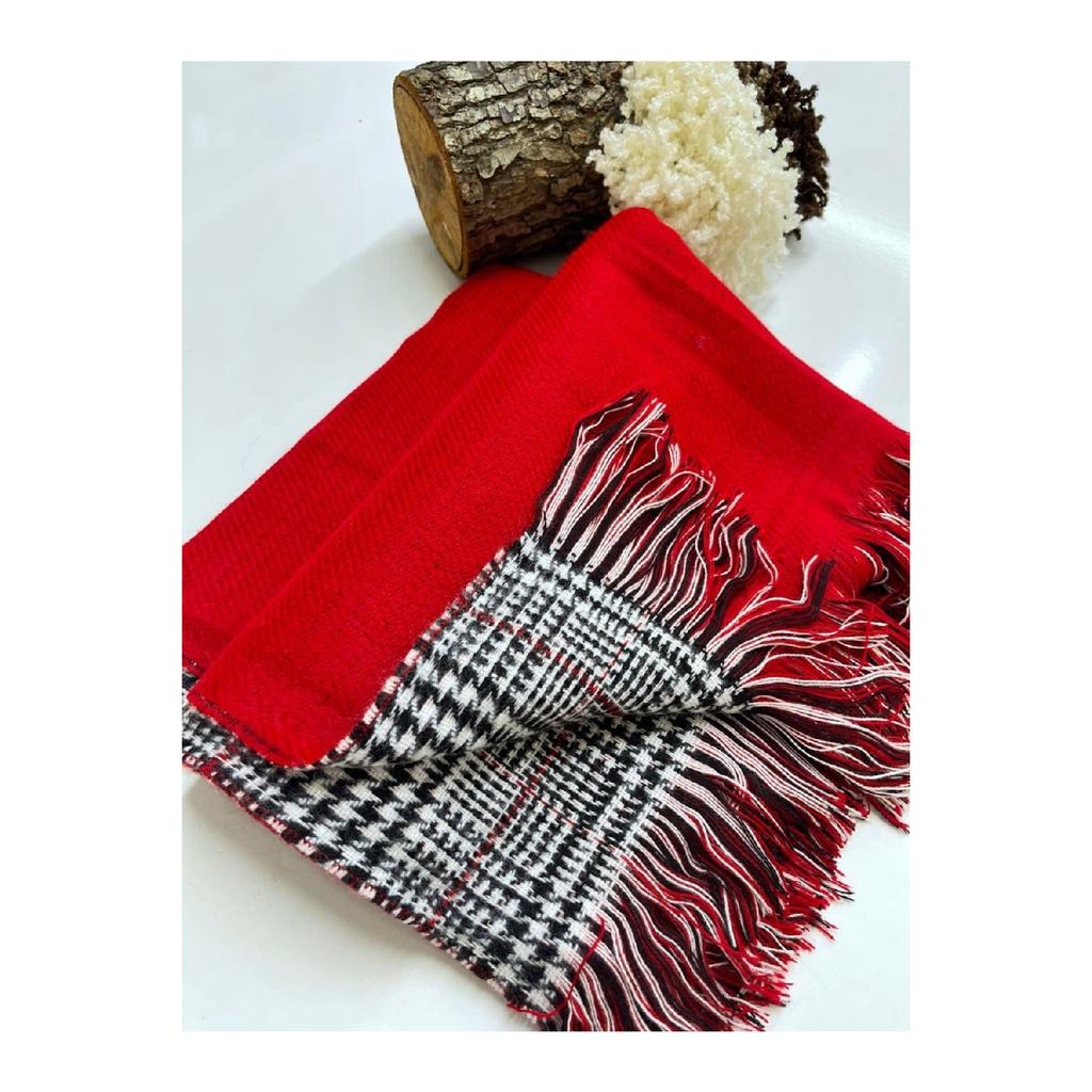 Double Sided Plaid Wool Shoulder Shawl - 70x190cm - Winter