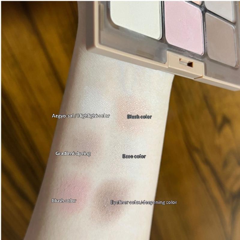 6 Colors Eye Shadow Multi-Function Disc Matte Powder Blusher Facelift Highlight All-In-One Disc Earth Color Autumn And Winter