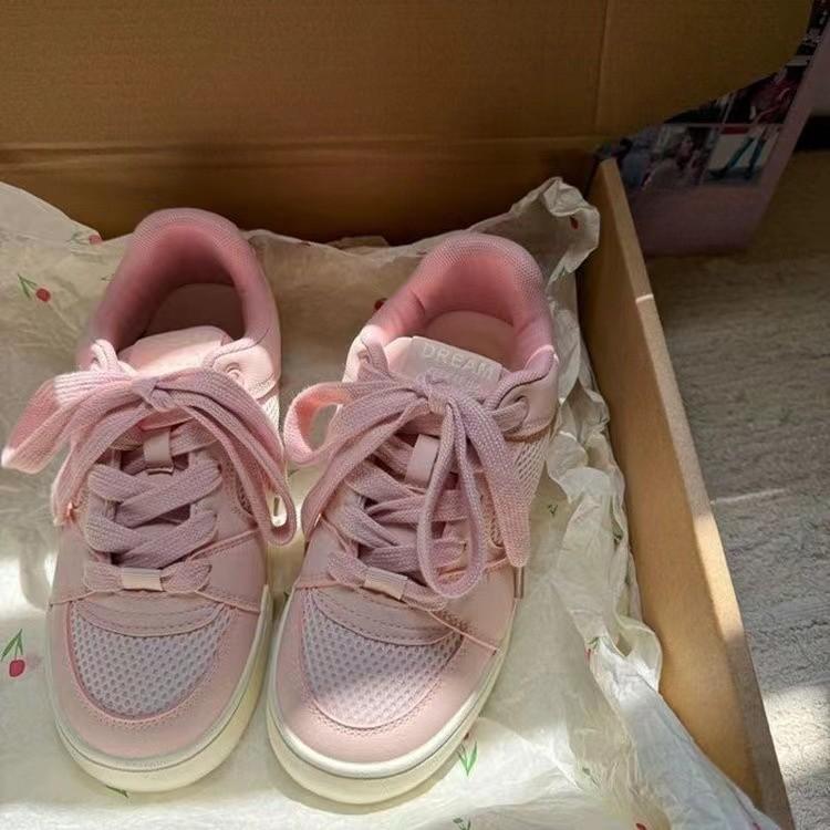 

Women s Mesh Breathable Little White Shoes Spring and Autumn New Versatile Platform Sports and Leisure Shoes 35 рожевий