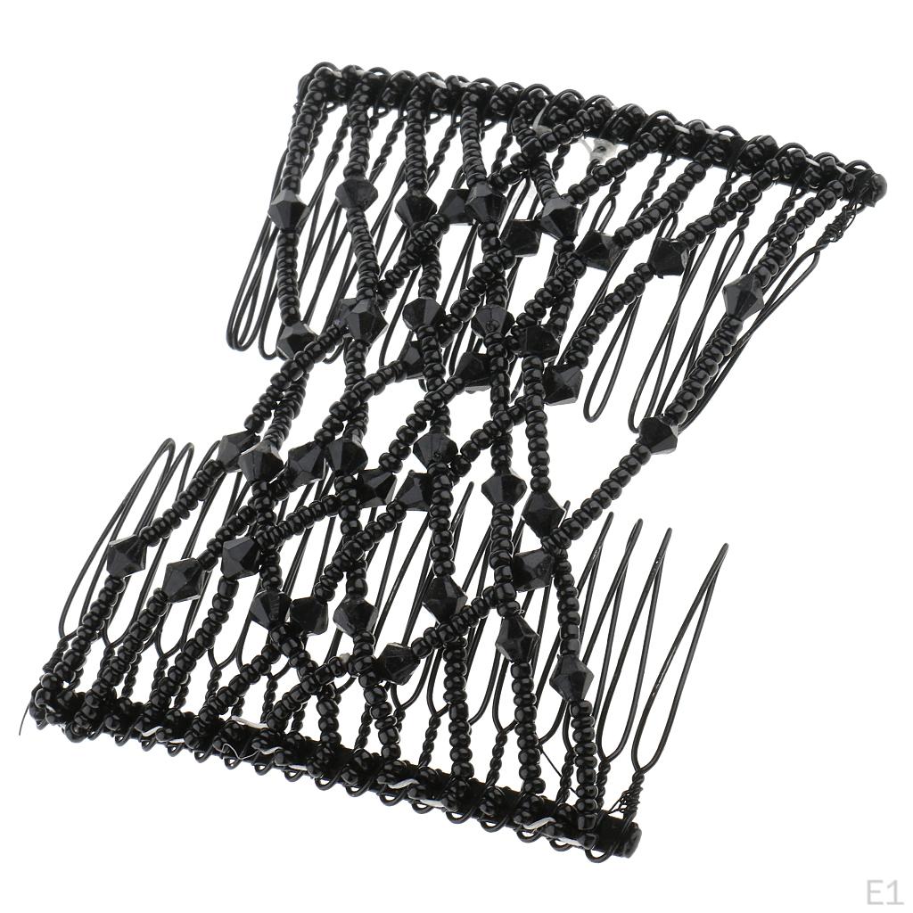 3 Pièces Peignes à Cheveux Perles Acryliques Barrettes Africaines Peigne Extensible Double Pinces