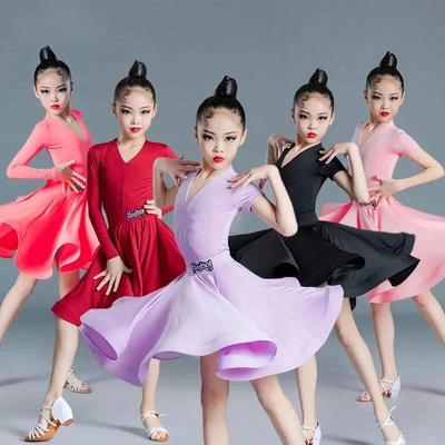Traje Vestido de Baile de Salón Latino Competición Niñas Faldas Ropa de Práctica Disfraz de Baile Tango Samba Cha Cha Dos Piezas