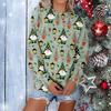 QICED Women's Christmas Snowman Print O-Neck Long Sleeve Autumn Casual Pullover Top