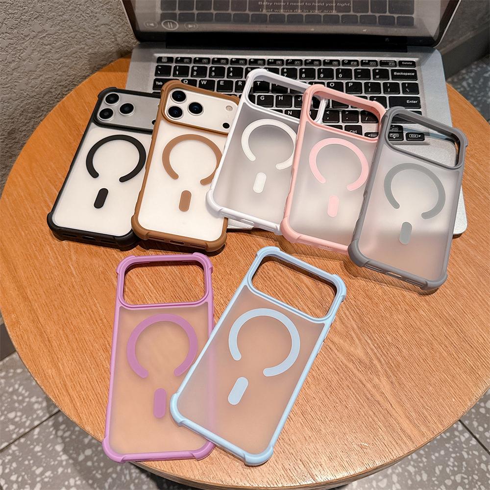 Shockproof Matte Magnetic Case For iPhone 17 16 15 14 13 12 Pro Max 16E Phone For Magsafe Wireless Charging Clear Hard Cover