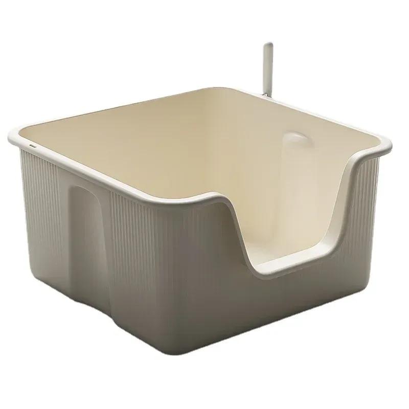Large Square Cat Litter Box Semi Enclosed Cat's Sandbox Heighten Anti Splash Toilet for Cat Sand Leakage Pedal Cats Bedpans