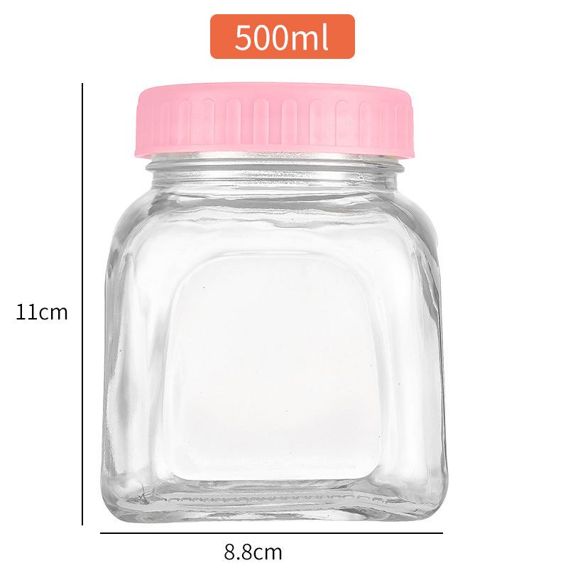Macaron Color Series Glass Storage Jar - Sealed Container for Candy, Dried Fruit, Honey