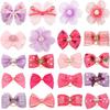 Hanaive 20 Pcs Dog Bows Small Size Dog Hair Bows for Puppy Hair with Rubber Bands Handmade Puppy with Pearls