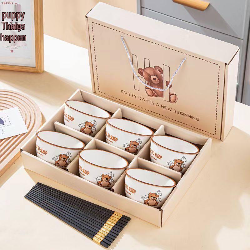 Little Bear Ceramic Bowl & Chopstick Set