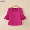 ZANZEA Women Casual Square Collar Flare Half Sleeve Summer Blouse