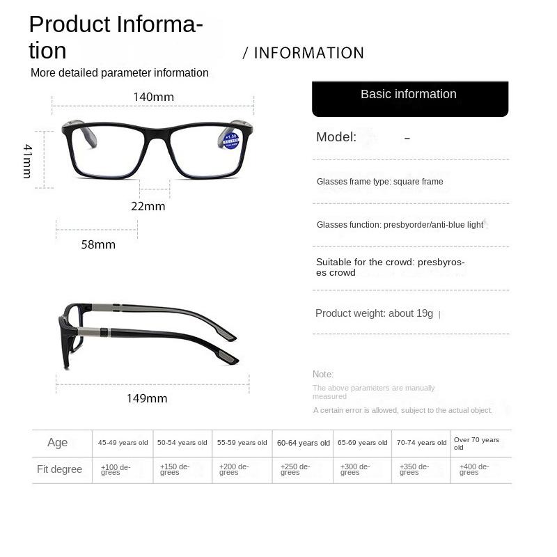 New Alloy Elderly Reading Eyewears Pc Tr Unisex Presbyopic Glasses Decorative Costume Accessory Anti Blu-Ray Glasses Women