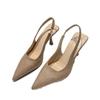 French bag head high-heeled sandals women's 2025 spring and summer new suede light mouth stiletto temperament with skirt stiletto sandals